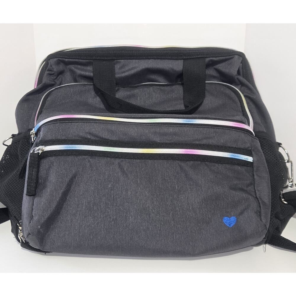 Nurse Mates Charcoal Crossbody Bag with Rainbow Zippers